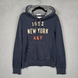 VTG Abercrombie Hoodie Mens S Blue Preppy Grunge Distressed Gym Y2K‎ Faded